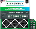 14x14x1 Air Filter MERV 10 Odor & Allergy Defense with Activated Carbon (5-Pack), Electrostatic Pleated HVAC AC Furnace