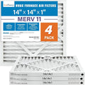 14x14x1 Air Filter MERV 11 4-Pack, Electrostatic Pleated AC Furnace Air Filter, Captures Dust, Smog & Pet Dander, Actual
