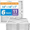 14x14x1 Air Filter MERV 11 6-Pack, Electrostatic Pleated AC Furnace Air Filter, Captures Dust, Smog & Pet