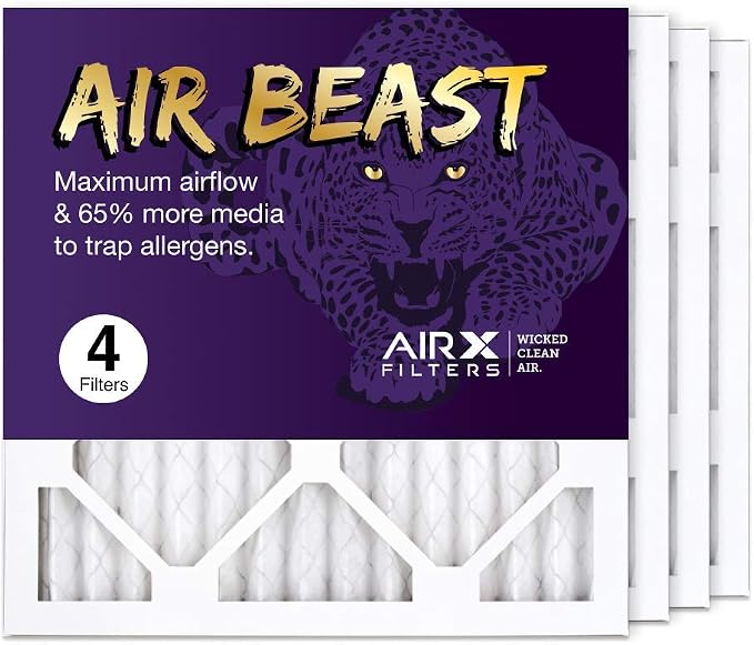 14x14x1 Air Filter MERV 11 Pleated HVAC AC Furnace Air Filter, Air Beast 4-Pack, Made in the USA, product image