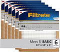14x14x1 Air Filter, MERV 5 HVAC AC Furnace Filter Replacement, 6-Pack (Actual Size 13.81x13.81x0.88 in), product image