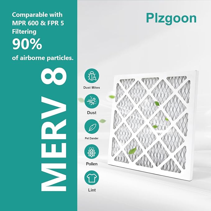 14x14x1 Air Filter MERV 8 (4 Pack) MPR 600 Pleated Air Conditioner HVAC AC Furnace Air Filters Air Cleaning Filter for Home