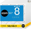14x14x1 Air Filter, Merv 8, MPR 600, 12 Pack, Furnace Air Filter for HVAC (Actual Size: 13.75"x13.75"x0.75") DUST, Pet, &