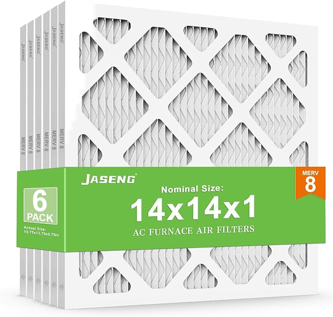 14x14x1 Air Filters, MERV 8 Pleated HVAC Furnace Filters (6-Pack) - Dust Defense, MPR 600 - exact dimensions