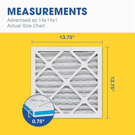 14x14x1 MERV 13 Air Filter, 4 Pack Set of HVAC Furnace Filters, Electrostatic MPR 1500-1900 & FPR 10 (Actual Size: 13 3/4 x