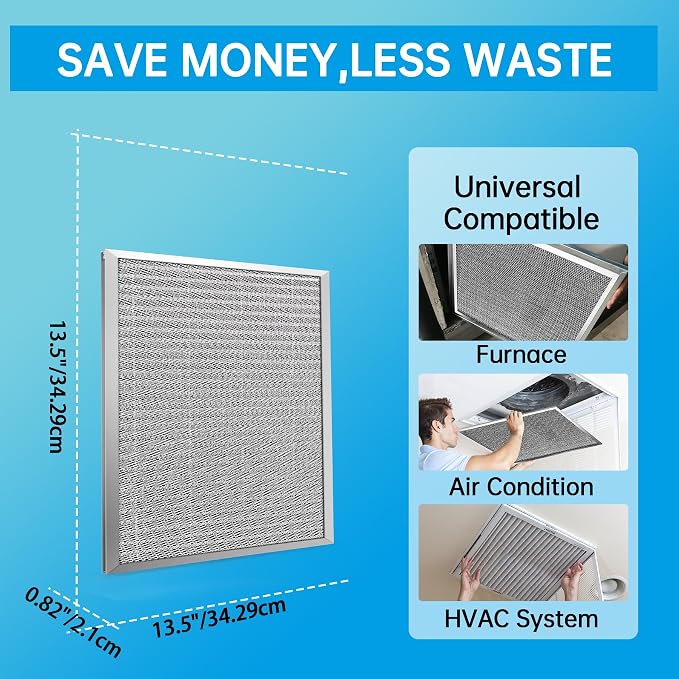 14x14x1 Reusable Electrostatic Air Filter HVAC AC Furnace Filter,MERV 8, Washable, Lasts a Lifetime,Permanent Air