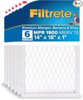 14x18x1 AC Furnace Air Filter, MERV 13, MPR 1900, Premium Allergen, Bacteria & Virus Filter, 3-Month Pleated Electrostatic