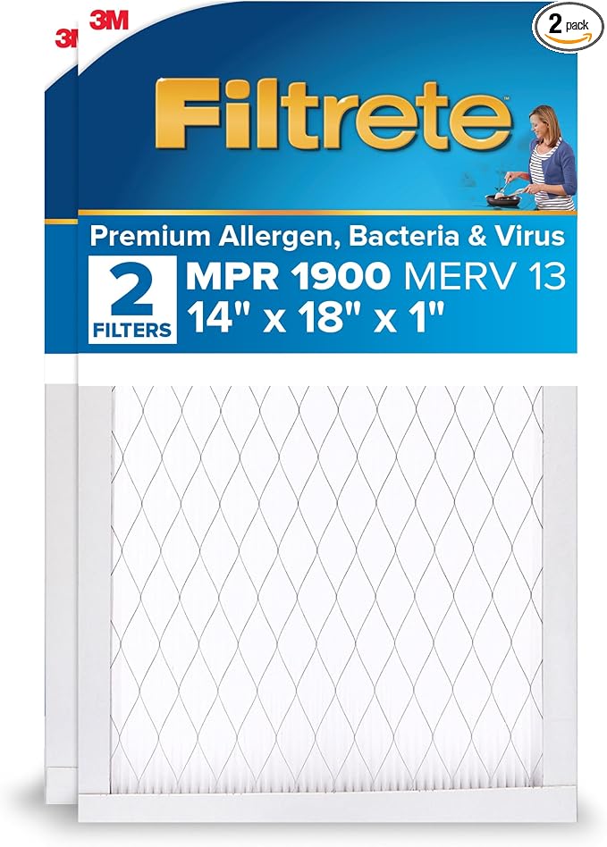 14x18x1 AC Furnace Air Filter, MERV 13, MPR 1900, Premium Allergen, Bacteria & Virus Filter, product image