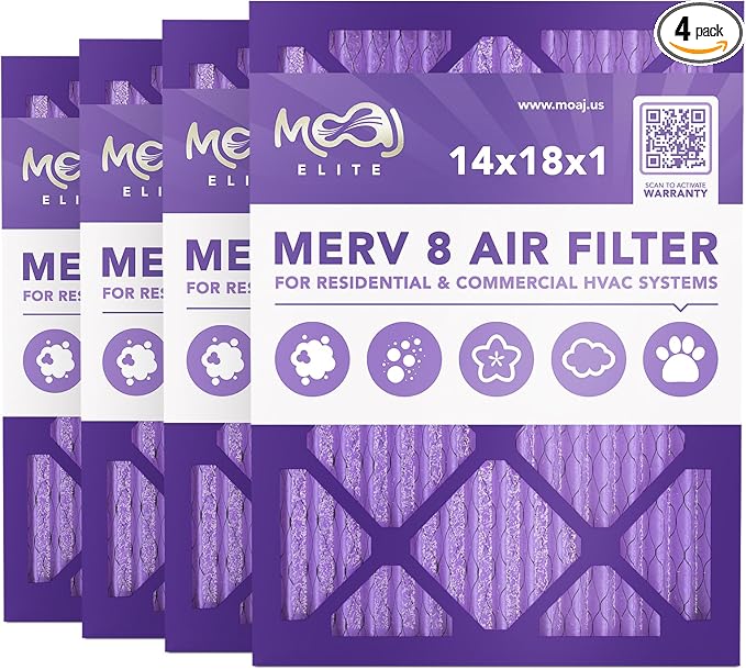 14x18x1 Air Filter (4-PACK) | MERV 8 | Elite Dust Defense | BASED IN USA | Quality Pleated Replacement Air Filters for AC &