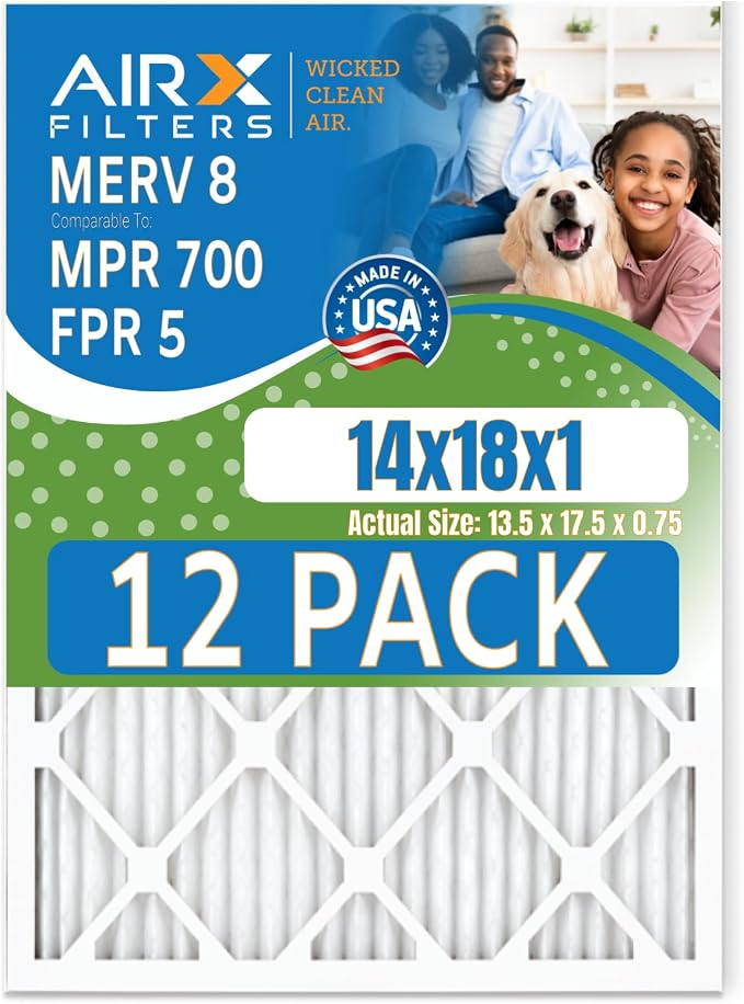 14x18x1 Furnace Filter MERV 8 Pleated Replacement HVAC AC Air Filter, Easy Installation for Superior Filtration and Maximum