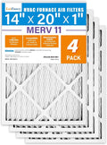 14x20x1 Air Filter MERV 11 4-Pack, Electrostatic Pleated AC Furnace Air Filter, Captures Dust, Smog & Pet