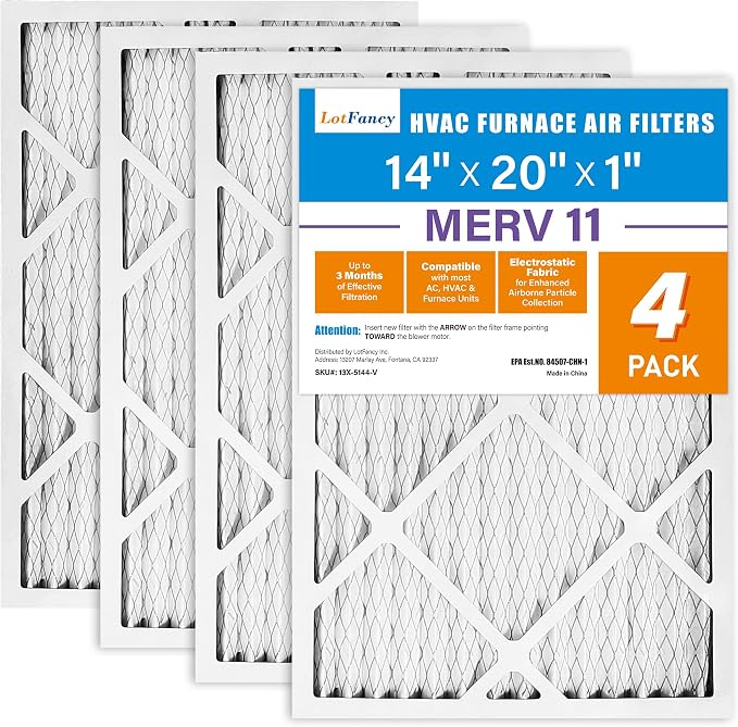 14x20x1 Air Filter MERV 11 4-Pack, Electrostatic Pleated AC Furnace Air Filter, Captures Dust, Smog & Pet, alternate view 9