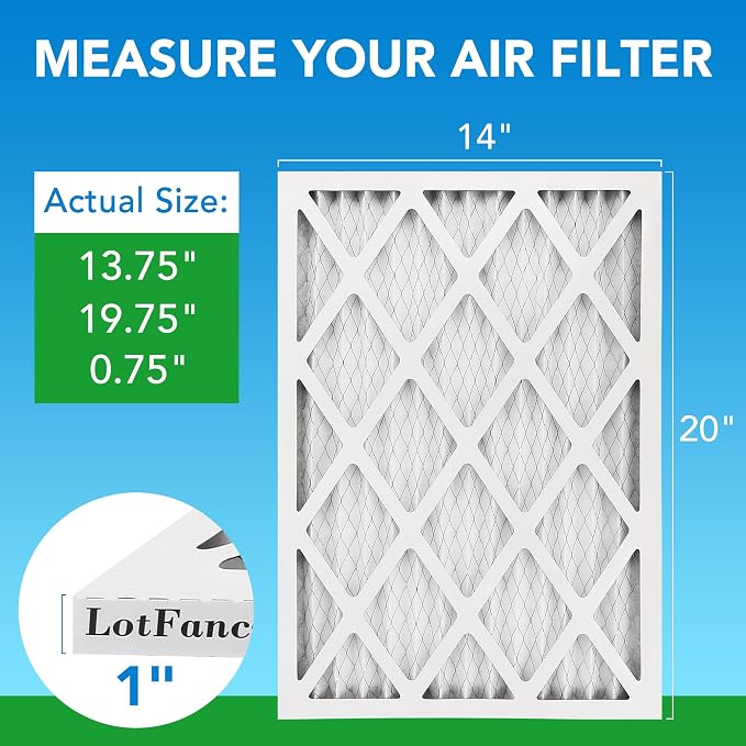 14x20x1 Air Filter MERV 8 4-Pack, Electrostatic Pleated Furnace & AC Filter, Captures Dust, Pet Hair, Pollen, alternate view