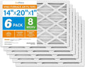 14x20x1 Air Filter MERV 8 6-Pack, Electrostatic Pleated Furnace & AC Filter, Captures Dust, Pet Hair, Pollen, Actual Size
