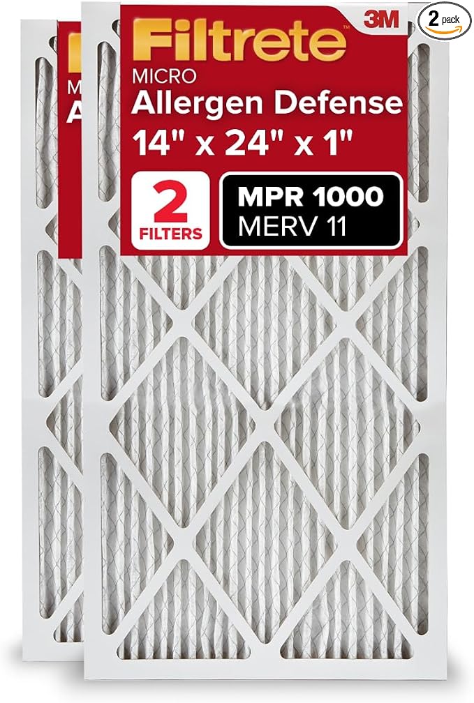14x24x1, AC Furnace Air Filter MPR 1 MERV 11, Allergen Defense, 2-Pack (exact dimensions 13.81 x 23.81 x.81), product image