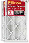 14x24x1, AC Furnace Air Filter MPR 1 MERV 11, Allergen Defense, 2-Pack (exact dimensions 13.81 x 23.81 x.81), product image