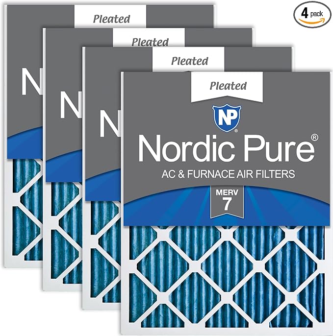 14x24x1 (Actual Size: 13 3/4 x 23 3/4 x 3/4) Pleated MERV 7 Air Filters 4 Pack, product image