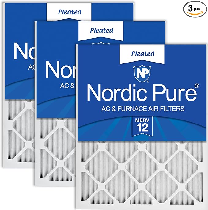 14x24x1 (Actual Size: 13 3/4 x 23 3/4 x 3/4) Pleated MERV 12 Air Filters 3 Pack