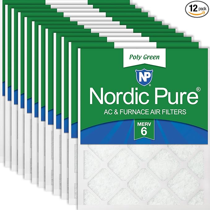 14x24x1 (Actual Size: 13 3/4 x 23 3/4 x 3/4) Poly Green MERV 6 AC Furnace Air Filters – Reduces Dust, Pollen