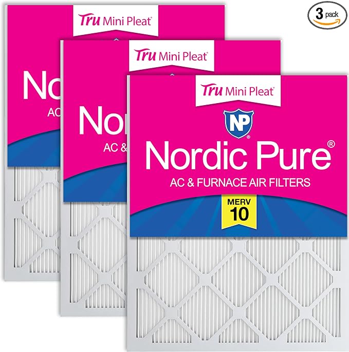 14x24x1 (Actual Size: 13 3/8 x 23 3/8 x 3/4) Tru Mini Pleat MERV 10 AC Furnace Air Filters – 2.5X More Media for