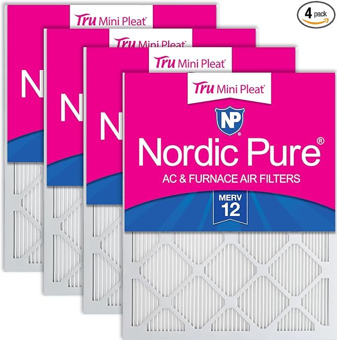 14x24x1 (Actual Size: 13 3/8 x 23 3/8 x 3/4) Tru Mini Pleat MERV 12 AC Furnace Air Filters – 2.5X More Media for