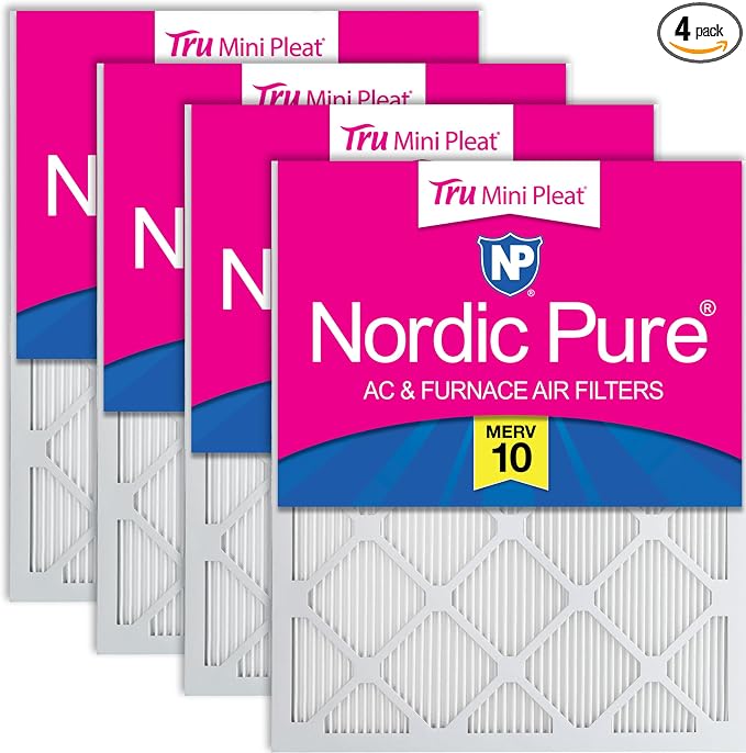14x24x1 (Actual Size: 13 3/8 x 23 3/8 x 3/4) Tru Mini Pleat MERV 10 AC Furnace Air Filters – 2.5X More Media for