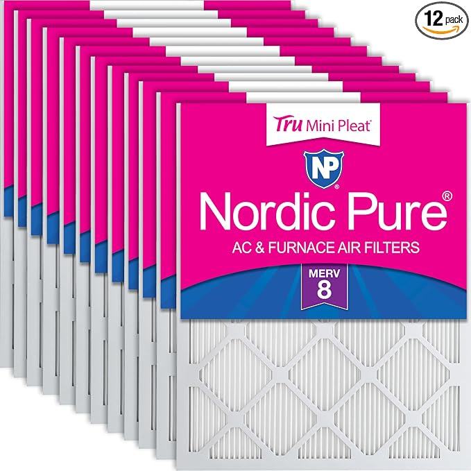 14x24x1 (Actual Size: 13 3/8 x 23 3/8 x 3/4) Tru Mini Pleat MERV 8 AC Furnace Air Filters - 2.5X More Media for