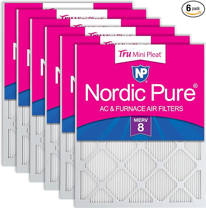 14x24x1 (Actual Size: 13 3/8 x 23 3/8 x 3/4) Tru Mini Pleat MERV 8 AC Furnace Air Filters - 2.5X More Media for