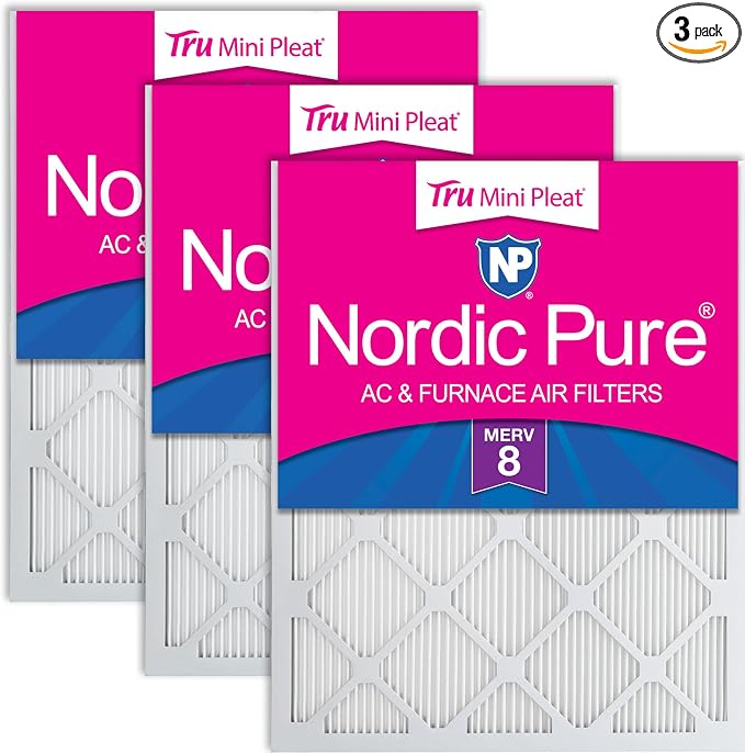 14x24x1 (Actual Size: 13 3/8 x 23 3/8 x 3/4) Tru Mini Pleat MERV 8 AC Furnace Air Filters - 2.5X More Media for