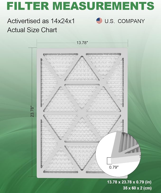 14x24x1 Air Filter 6 Pack, Durable MERV 8 Pleated Home HVAC AC Furnace Filters, Lightweight Compact Air Conditioner Filter