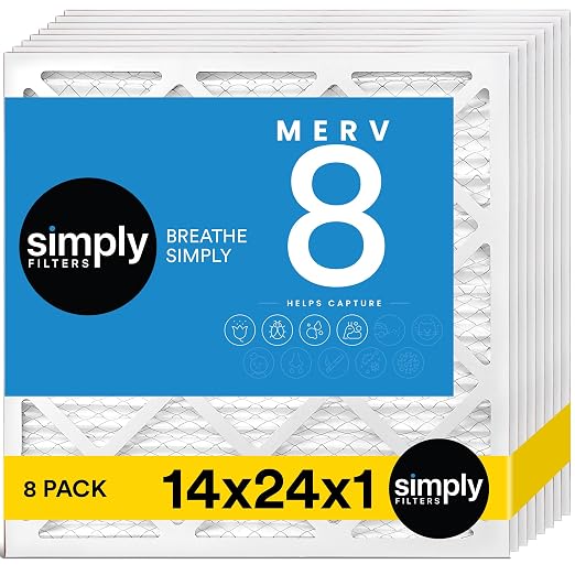 14x24x1 Air Filter, MERV 8, 8 Pack, For Home AC Furnace & HVAC (Actual Size: 13.75"x23.75"x0.75") DUST, Pet, & Allergy