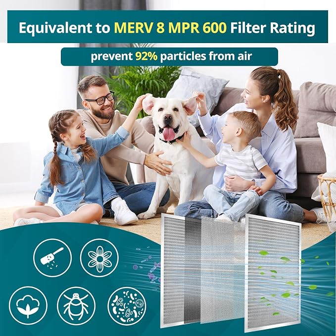 14x24x1 MERV8 Washable & Reusable Electrostatic Air Filter, AC/HVAC Furnace Filter, Breathe Fresher, Easy Install, alternate