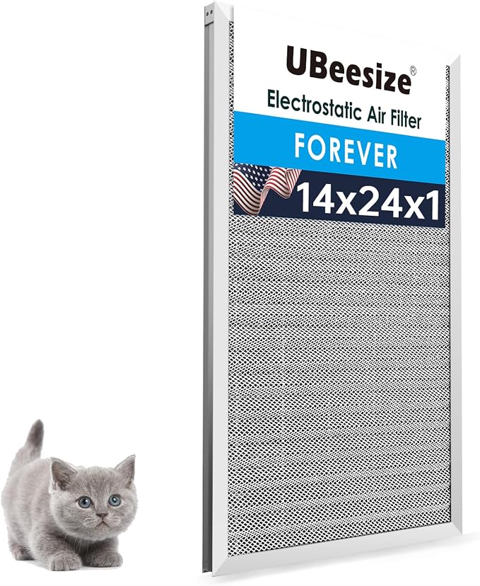 14x24x1 Reusable Electrostatic Air Filter HVAC AC Furnace Filter,MERV 8,Washable, Lasts a Lifetime,Permanent Air