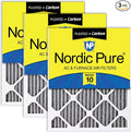 14x25x1 (Actual Size: 13 1/2 x 24 1/2 x 3/4) Furnace Air Filters MERV 10 Pleated Plus Carbon 3 Pack