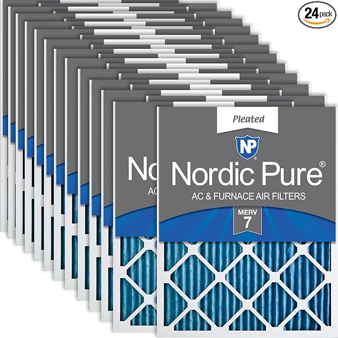 14x25x1 (Actual Size: 13 1/2 x 24 1/2 x 3/4) Pleated MERV 7 Air Filters 24 Pack