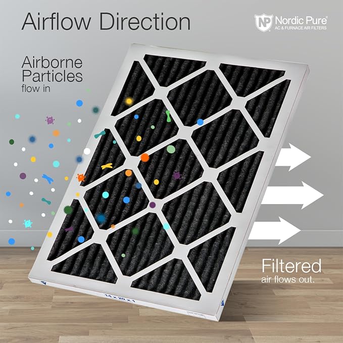 14x25x1 (Actual Size: 13 1/2 x 24 1/2 x 3/4) Pure Carbon Pleated Odor Reduction Furnace Air Filters 4 Pack, alternate product