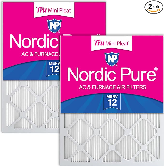 14x25x1 (Actual Size: 13 1/2 x 24 1/2 x 3/4) Tru Mini Pleat MERV 12 AC Furnace Air Filters – 2.5X More Media for