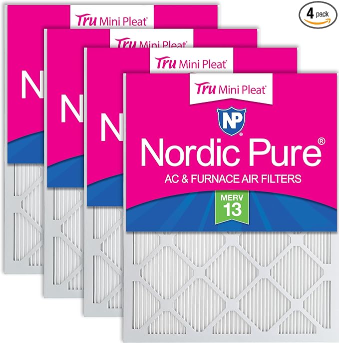 14x25x1 (Actual Size: 13 1/2 x 24 1/2 x 3/4) Tru Mini Pleat MERV 13 AC Furnace Air Filters – 2.5X More Media for