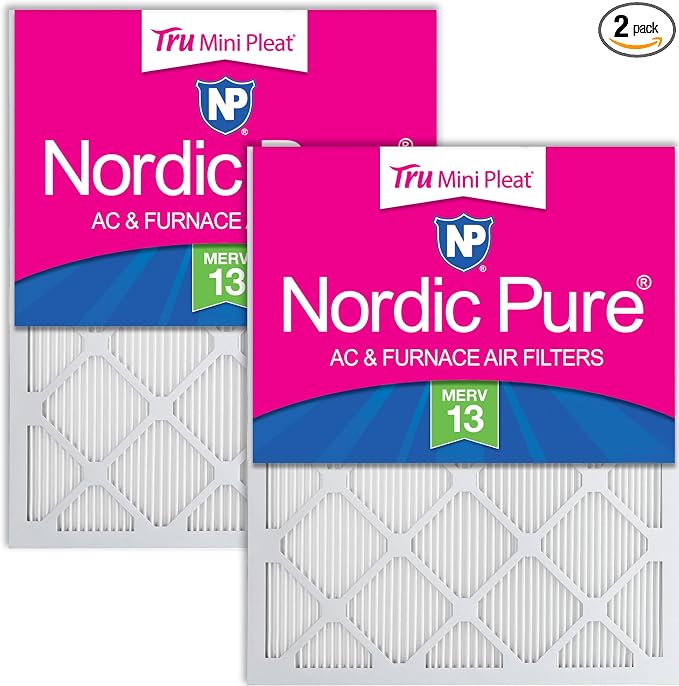 14x25x1 (Actual Size: 13 1/2 x 24 1/2 x 3/4) Tru Mini Pleat MERV 13 AC Furnace Air Filters – 2.5X More Media for