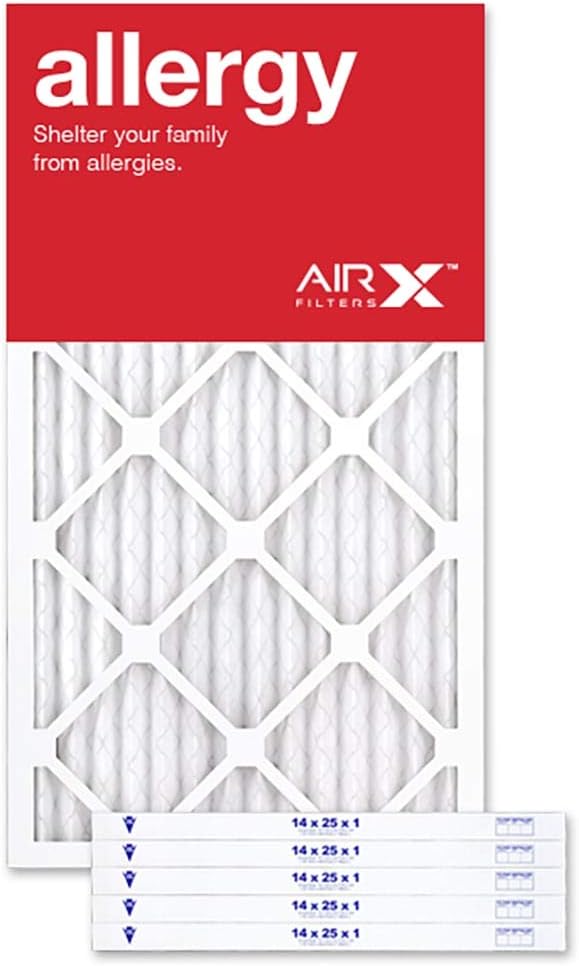 14x25x1 Air Filter ALLERGY MERV 11 Pleated Furnace Filter 6 Pack fits HVAC AC & Heater Units - Made in the USA by, product
