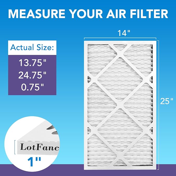 14x25x1 Air Filter MERV 11 4-Pack, Electrostatic Pleated AC Furnace Air Filter, Captures Dust, Smog & Pet Dander, Actual