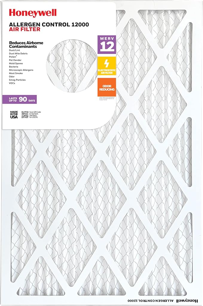 14x25x1 MERV 12 Electrostatic Pleated HVAC AC Furnace Air Filter (12-Pack) | Replacement Filter for Home Use | Made in USA