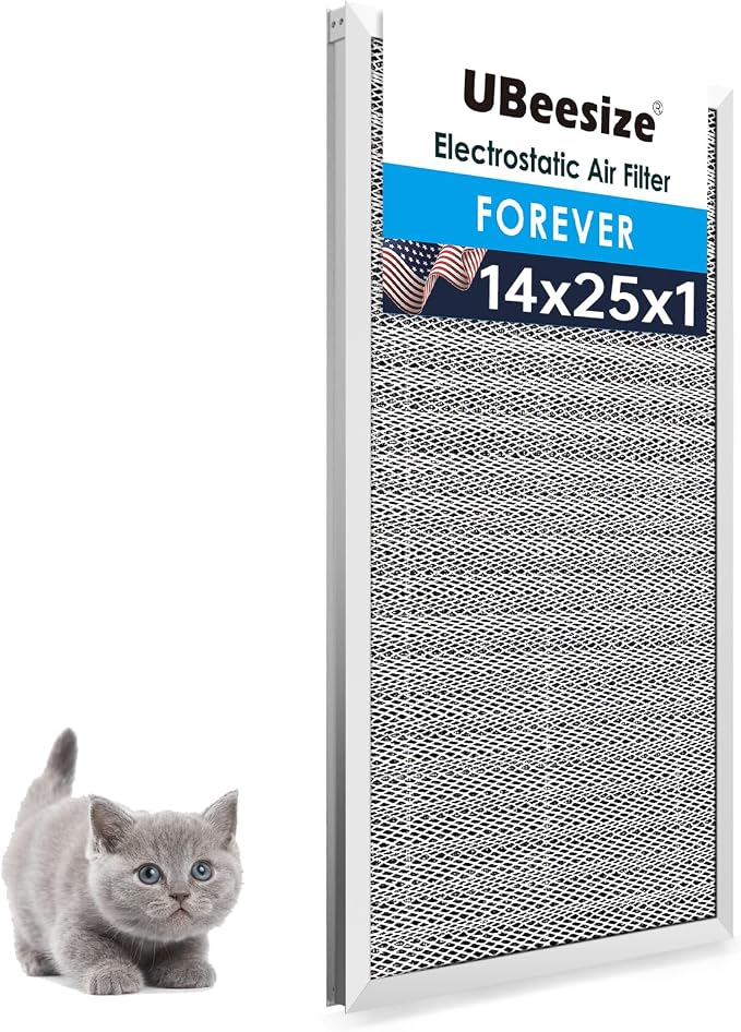 14x25x1 Reusable Electrostatic Air Filter HVAC AC Furnace Filter,MERV 8, Washable, Lasts a Lifetime,Permanent Air