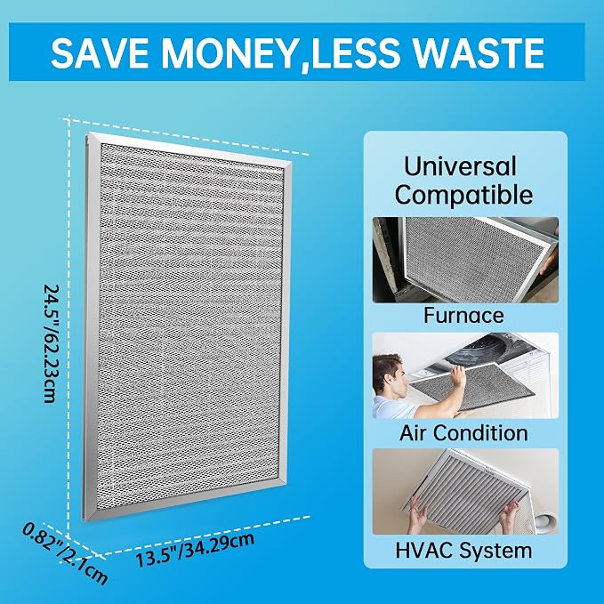 14x25x1 Reusable Electrostatic Air Filter HVAC AC Furnace Filter,MERV 8, Washable, Lasts a Lifetime,Permanent Air