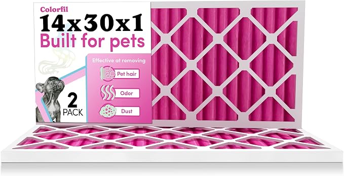 14x30x1 Air Filter (2-Pack) | Made in the USA | Color Changing | Remove Cat and Dog Odor | MERV 8 for Pet Hair