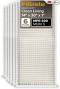 14x30x1 Air Filter, MPR 300, MERV 5, Clean Living Basic Dust 3-Month Pleated 1-Inch Air Filters, 6 Filters (Pack of 1)
