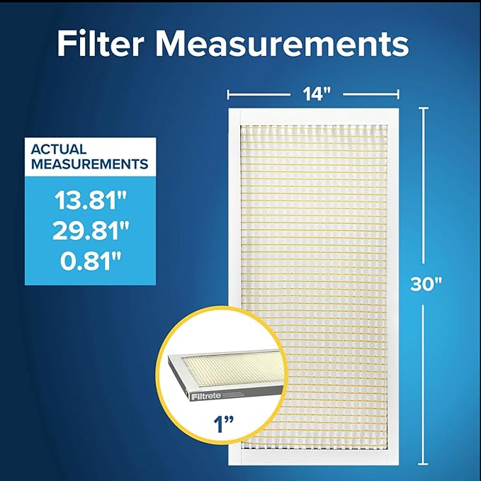 14x30x1 Air Filter, MPR 300, MERV 5, Clean Living Basic Dust 3-Month Pleated 1-Inch Air Filters, 6 Filters (Pack of 1)