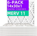 14x30x1 MERV 11 (6-Pack) MERV 11 Pleated Air Filter (Actual Size: 13.75"x29.75"x0.75") MPR 1200 & FPR 7, Furnace