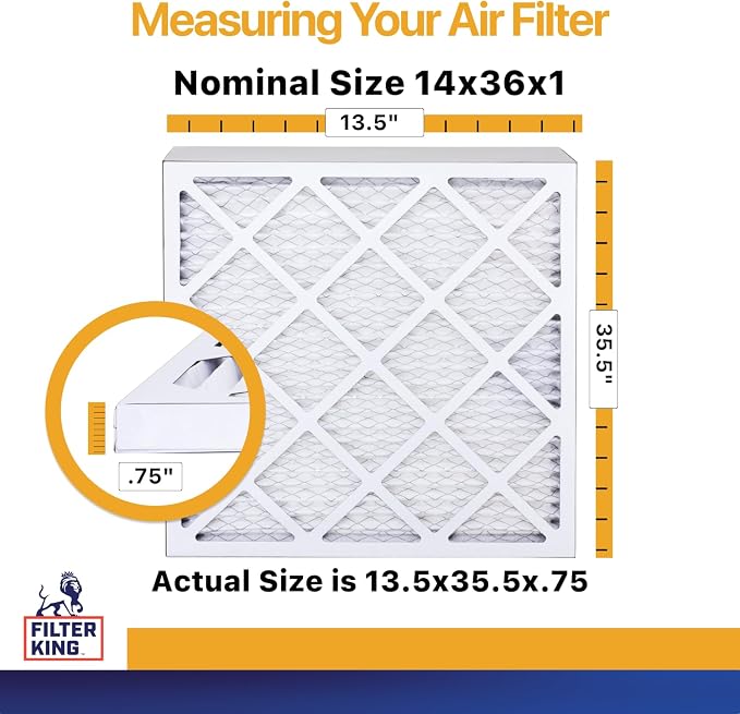 14x36x1 Air Filter (MERV 13) (6-Pack) Dust & Allergy Control AC Furnace Filters, MADE IN USA, HVAC, Pleated, Electrostatic