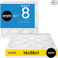 14x36x1 Air Filter, Merv 8, 4 Pack, For Home AC Furnace & HVAC (Actual Size: 13.75"x35.75"x0.75") DUST, Pet, & Allergy